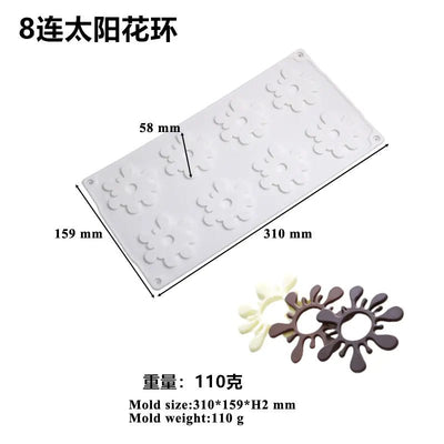 6 - Cavity Sunflower Silicone Molds for Decorating Mousse - Lunqara