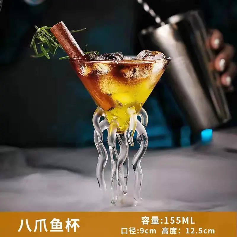 Creative Shark High Wine Glass with Octopus Design - Lunqara