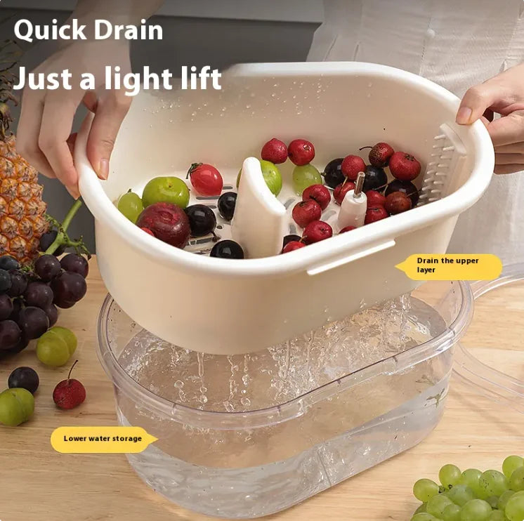 Multi-Function Fruit and Vegetable Washing & Drain Basket, Household Kitchen Cleaner - Lunqara 