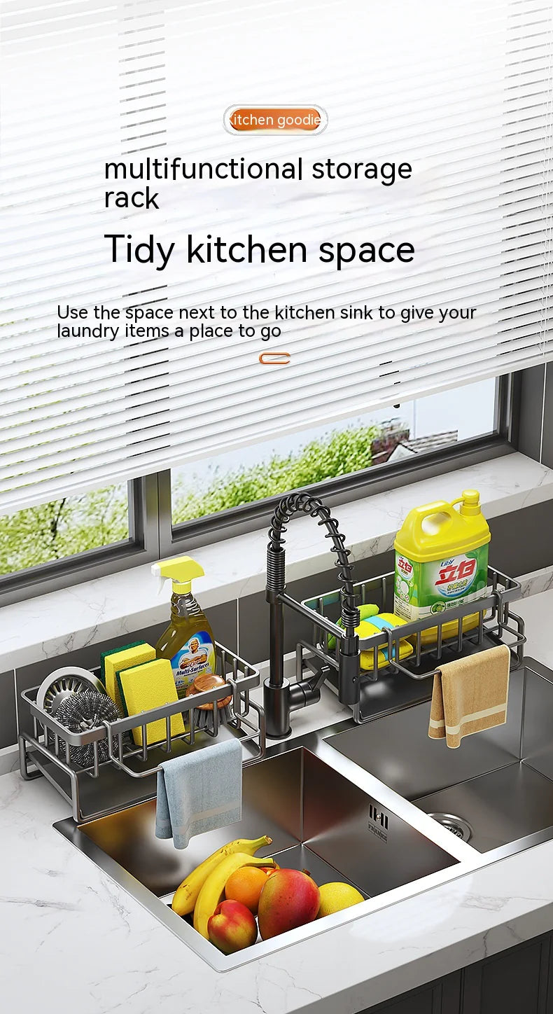 Multifunctional Kitchen Sink Organizer with Draining Rack - Lunqara 