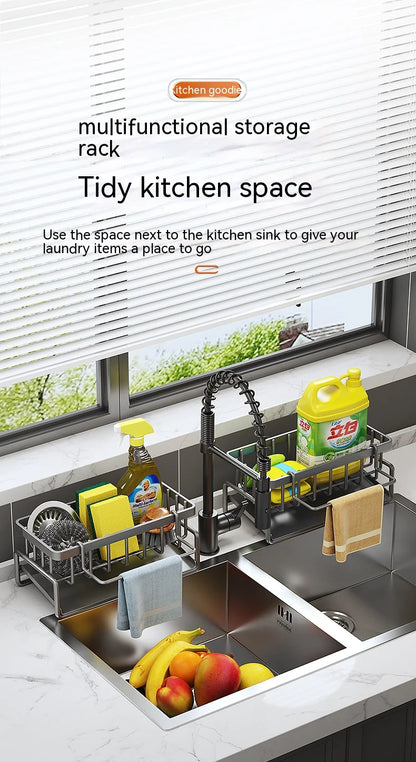 Multifunctional Kitchen Sink Organizer with Draining Rack - Lunqara 