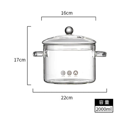 Glass Double-Handled Soup Pot with Electric Stove