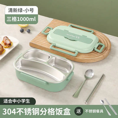 304 Stainless Steel Sealed Bento Box with Five Compartments - Lunqara 