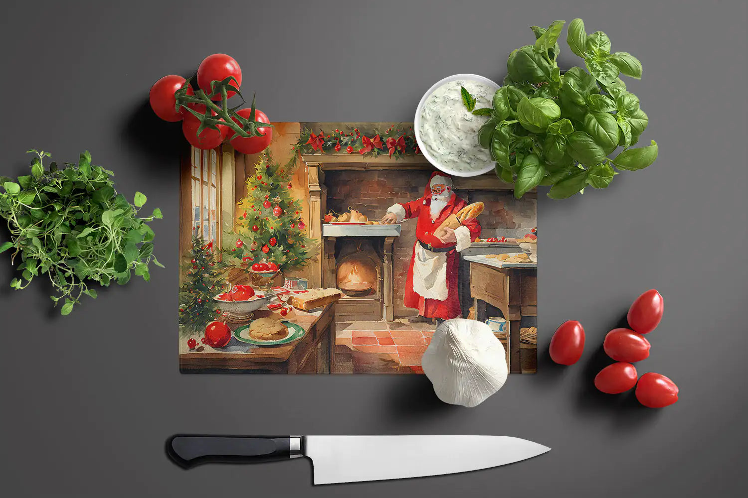 Cookies with Santa Claus Glass Cutting Board - Lunqara 