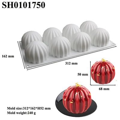 8-Cavity Spiral Silicone Mousse Cake Mold for Baking - Lunqara 