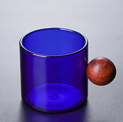 Coloured Coffee Cup with Wooden Handle - Lunqara