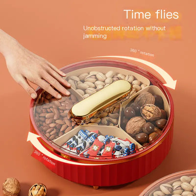 Elegant Rotating Snack Tray with Lid for Fruits & Treats
