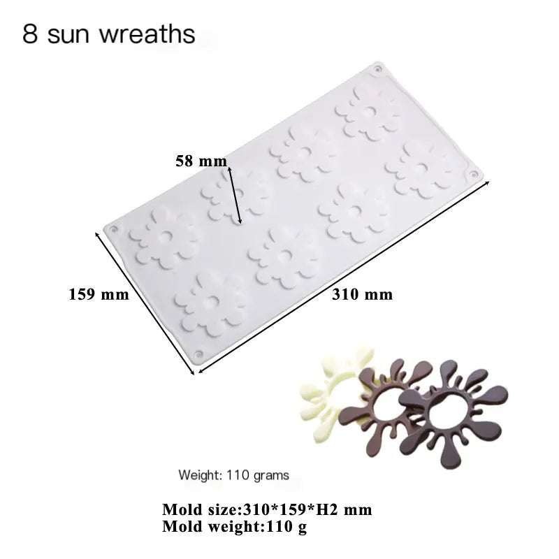 6 - Cavity Sunflower Silicone Molds for Decorating Mousse - Lunqara