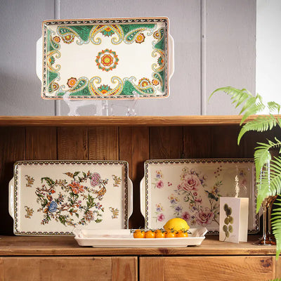 Ceramic Tray for Kitchen Use, Rectangular Design - Lunqara 