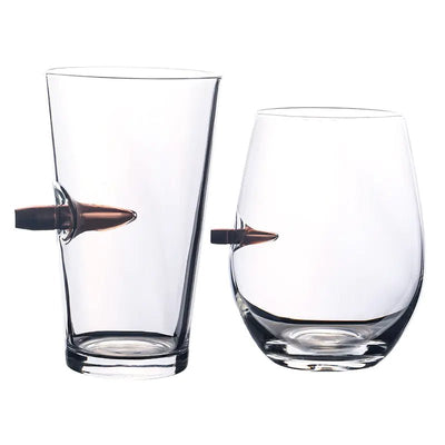Creative Glass Whiskey Cup with Bullet Design - Lunqara
