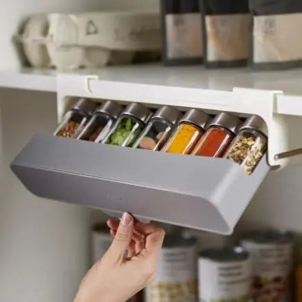 Multi-Compartment Hanging Kitchen Spice Rack | Seasoning Bottle Organizer with Optional Bottles - Lunqara 