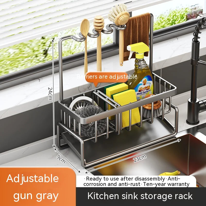 Multifunctional Kitchen Sink Organizer with Draining Rack - Lunqara 