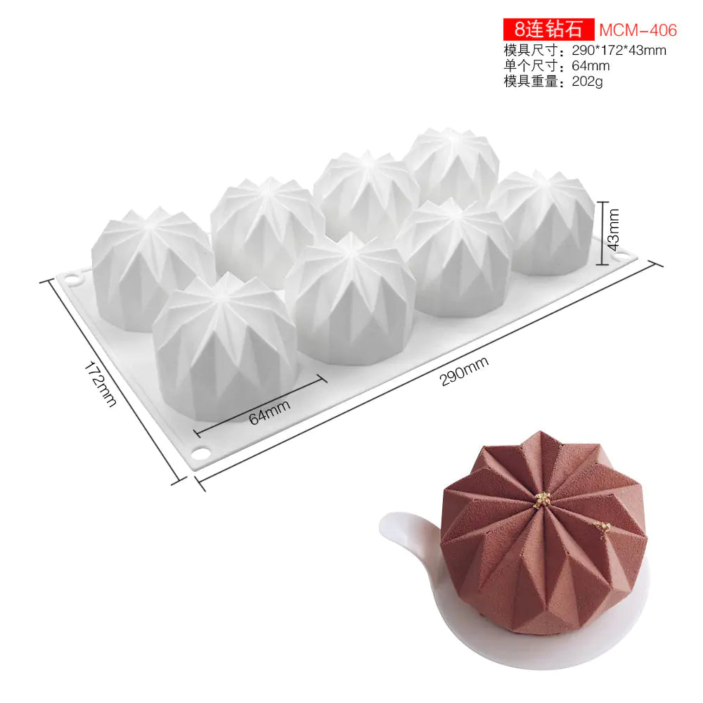French Mousse Cake Mold 8-Cavity Silicone Baking Tool - Lunqara 