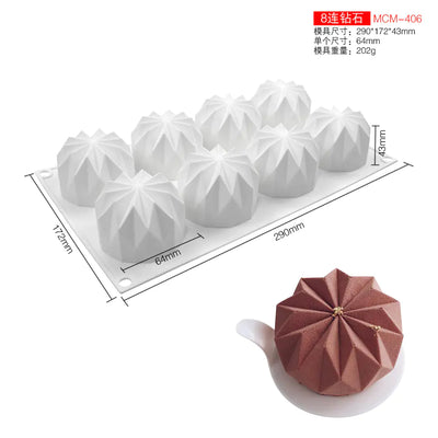 French Mousse Cake Mold 8-Cavity Silicone Baking Tool - Lunqara 