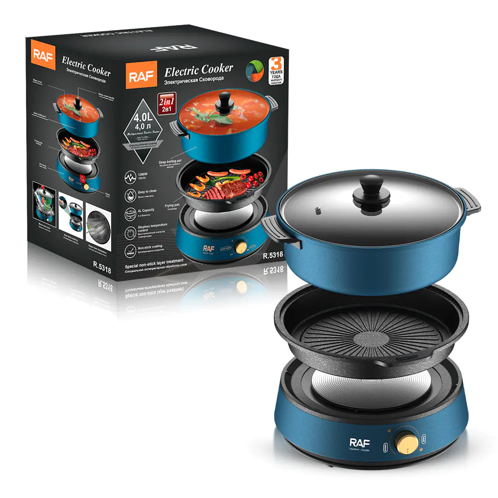 Multifunctional Electric Grill and Hot Pot Cooker