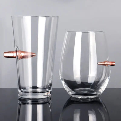 Creative Glass Whiskey Cup with Bullet Design - Lunqara