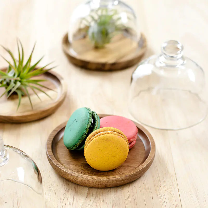 Mini Dessert Display Tray with Glass and Wood Base - Lunqara 