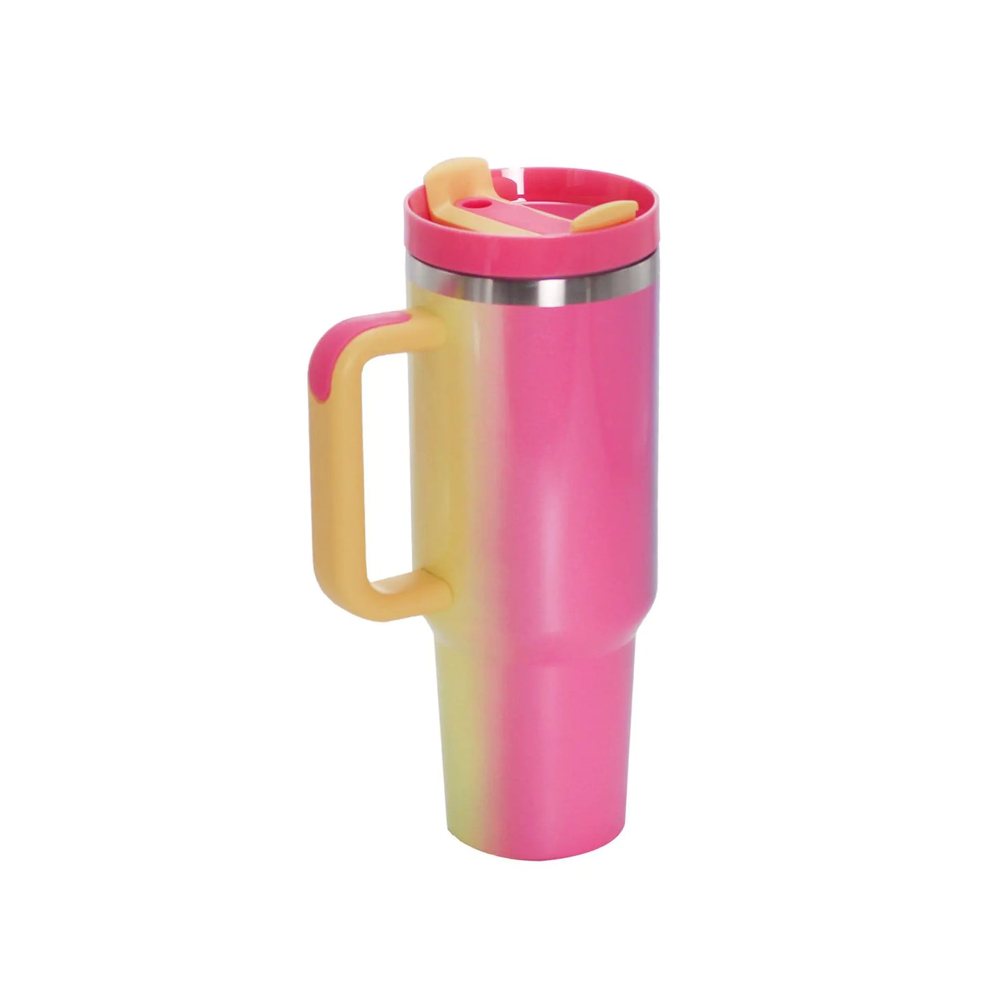 40oz Stainless Steel Travel Mug with Straw & Handle - Lunqara 