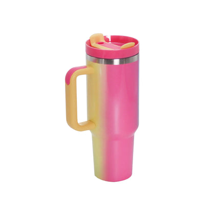 40oz Stainless Steel Travel Mug with Straw & Handle - Lunqara 