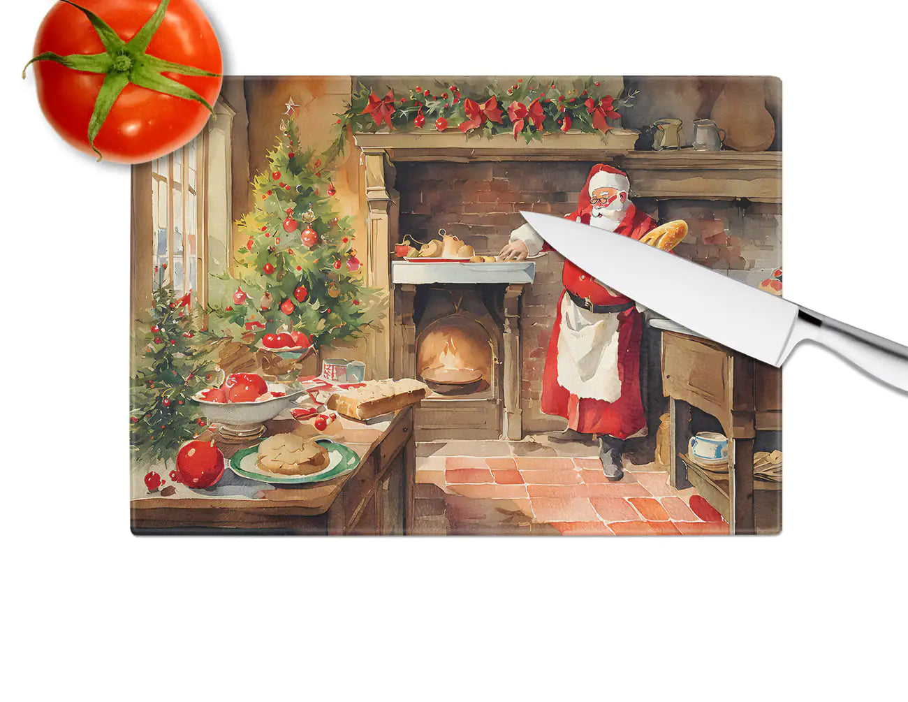 Cookies with Santa Claus Glass Cutting Board - Lunqara 
