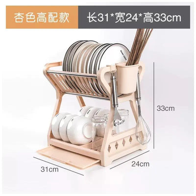 Two-Tier Kitchen Storage Rack for Bowls and Utensils