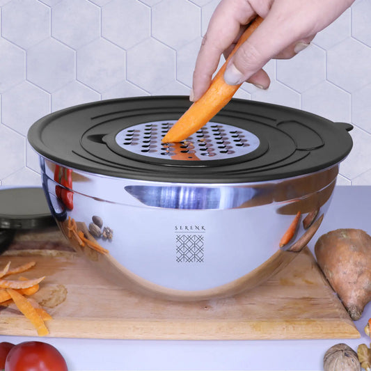 Lunqara Modernist 9 Pieces Stainless Steel Mixing and Storage Bowl Set with Grater