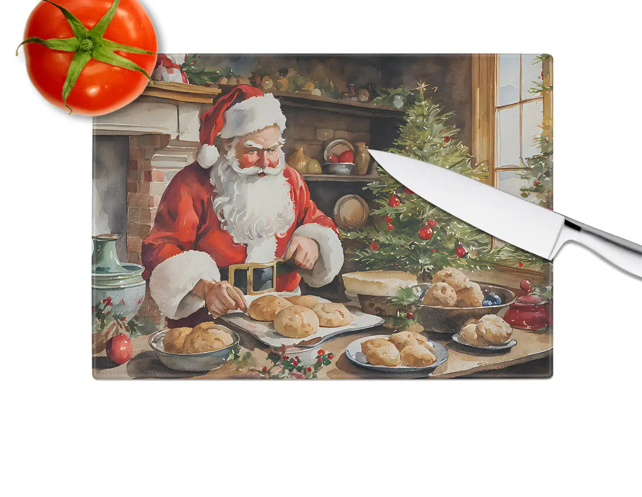 Cookies with Santa Claus Glass Cutting Board - Lunqara 