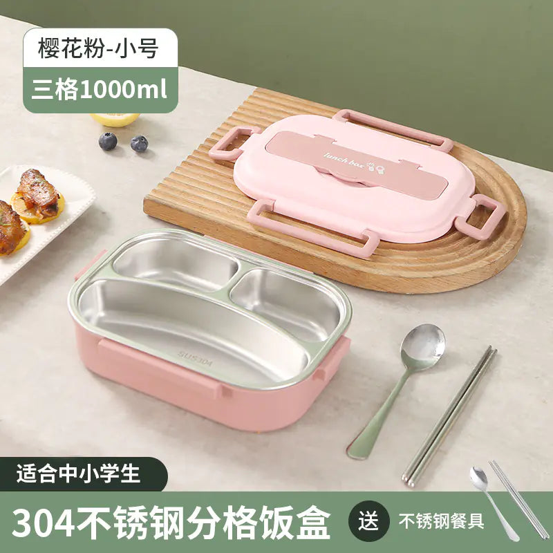 304 Stainless Steel Sealed Bento Box with Five Compartments - Lunqara 