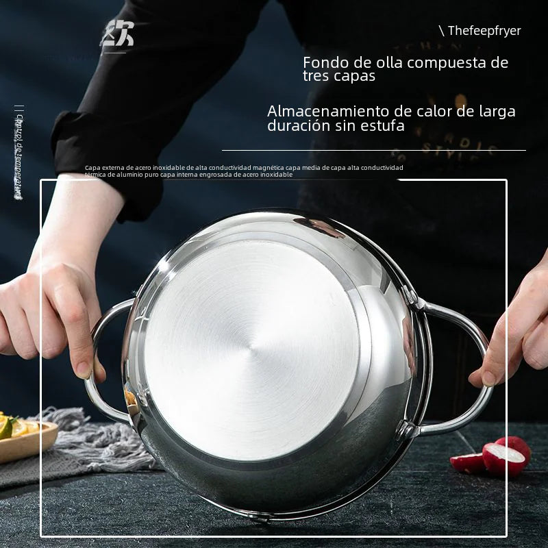 304 Stainless Steel Japanese Tempura Fryer with Filter - Lunqara 