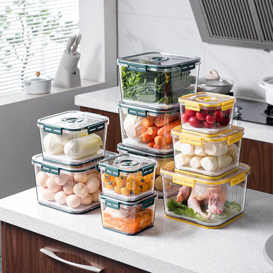 Square PET Freezer Storage Box Set for Kitchen