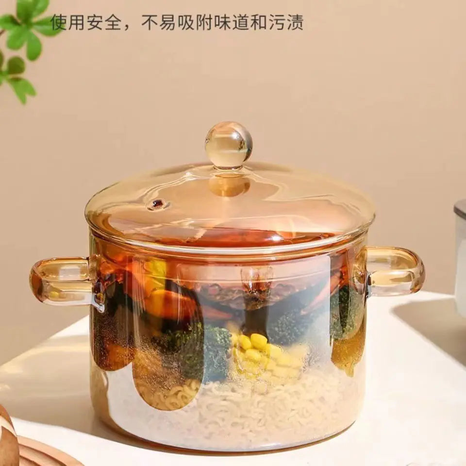 Glass Double-Handled Soup Pot with Electric Stove