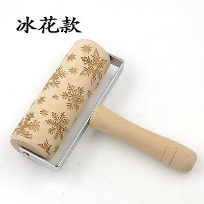 Christmas Reindeer Printed Wooden Rolling Pin with Laser Engraving