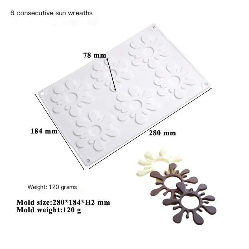 6 - Cavity Sunflower Silicone Molds for Decorating Mousse - Lunqara