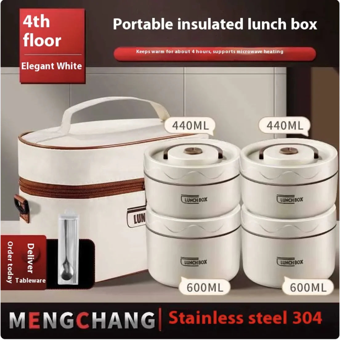 Extra-Long Insulated Stainless Steel Lunch Box
