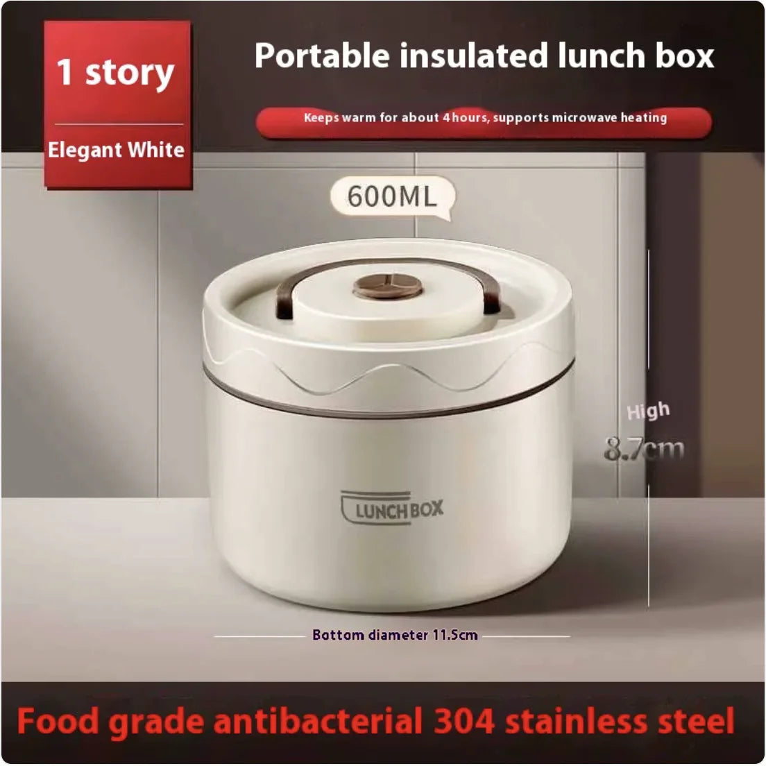 Extra-Long Insulated Stainless Steel Lunch Box