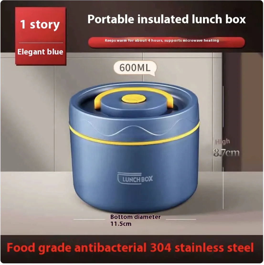 Extra-Long Insulated Stainless Steel Lunch Box