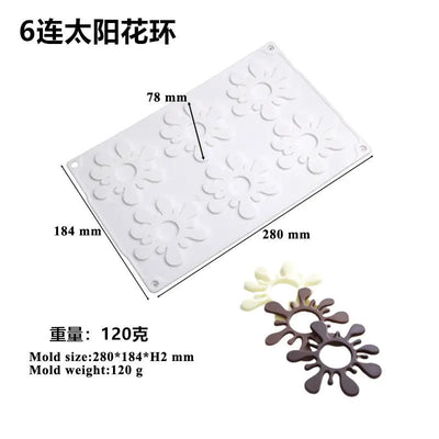 6 - Cavity Sunflower Silicone Molds for Decorating Mousse - Lunqara