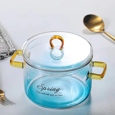 Glass Double-Handled Soup Pot with Electric Stove