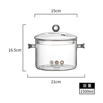 Glass Double-Handled Soup Pot with Electric Stove