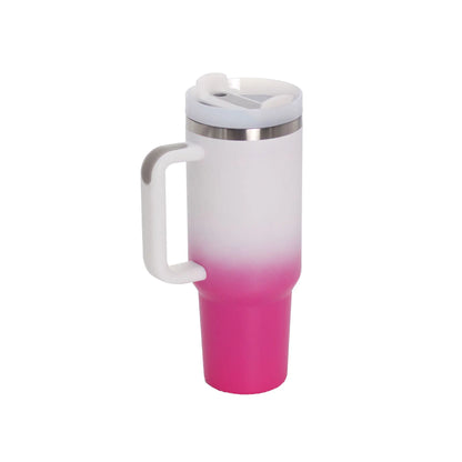 40oz Stainless Steel Travel Mug with Straw & Handle - Lunqara 