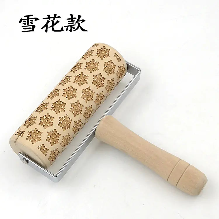 Christmas Reindeer Printed Wooden Rolling Pin with Laser Engraving