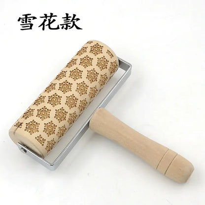 Christmas Reindeer Printed Wooden Rolling Pin with Laser Engraving
