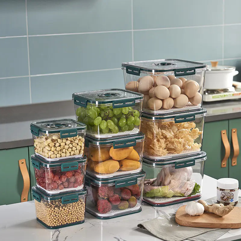 Square PET Freezer Storage Box Set for Kitchen