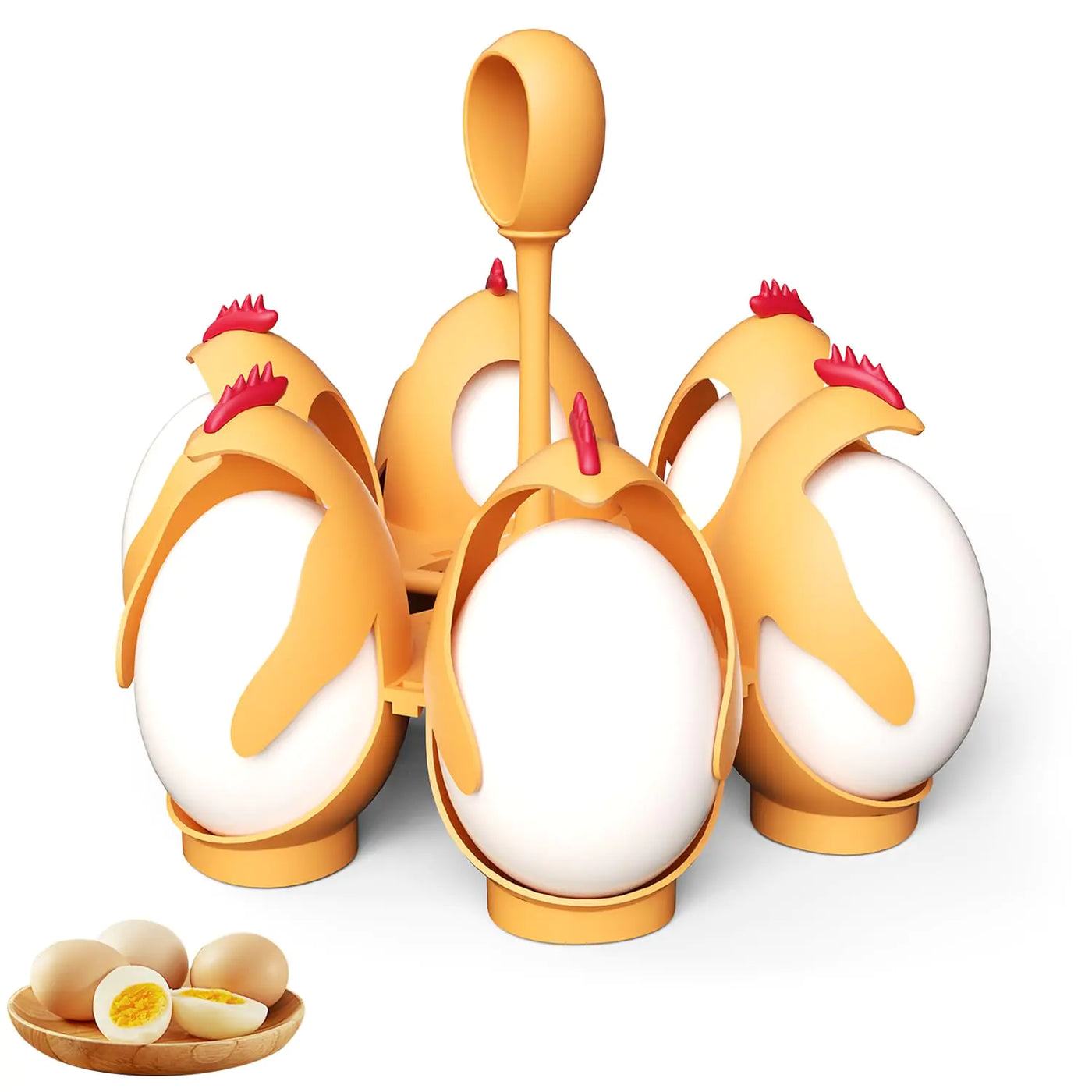 Egg Boiler Machine Egg Poacher 3 - In - 1 Cook Store and Serve Egg Holder Egg Steamer Chickens - Shaped for Making Soft Or Hard Boiled Egg Hold 6 Eggs Poached Egg Molds for Cooking - Lunqara