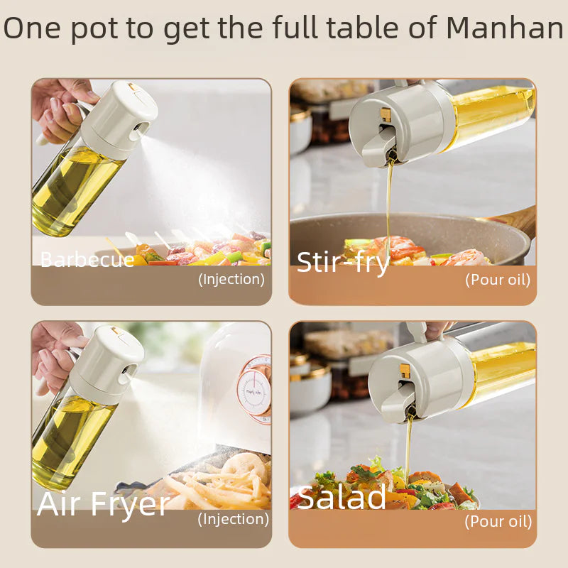 Self-Designed Oil Bottle with Spray and Pour Function - Lunqara 