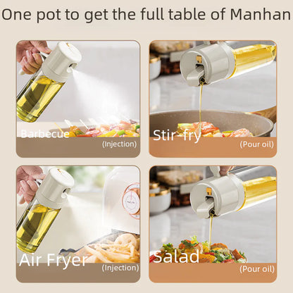 Self-Designed Oil Bottle with Spray and Pour Function - Lunqara 