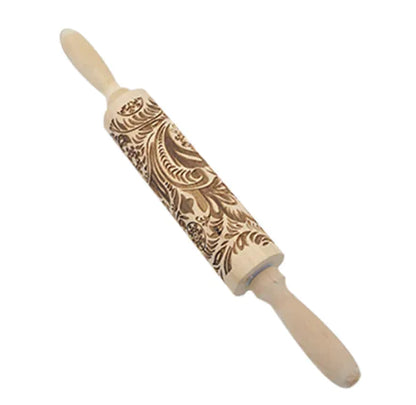 Christmas Reindeer Printed Wooden Rolling Pin with Laser Engraving