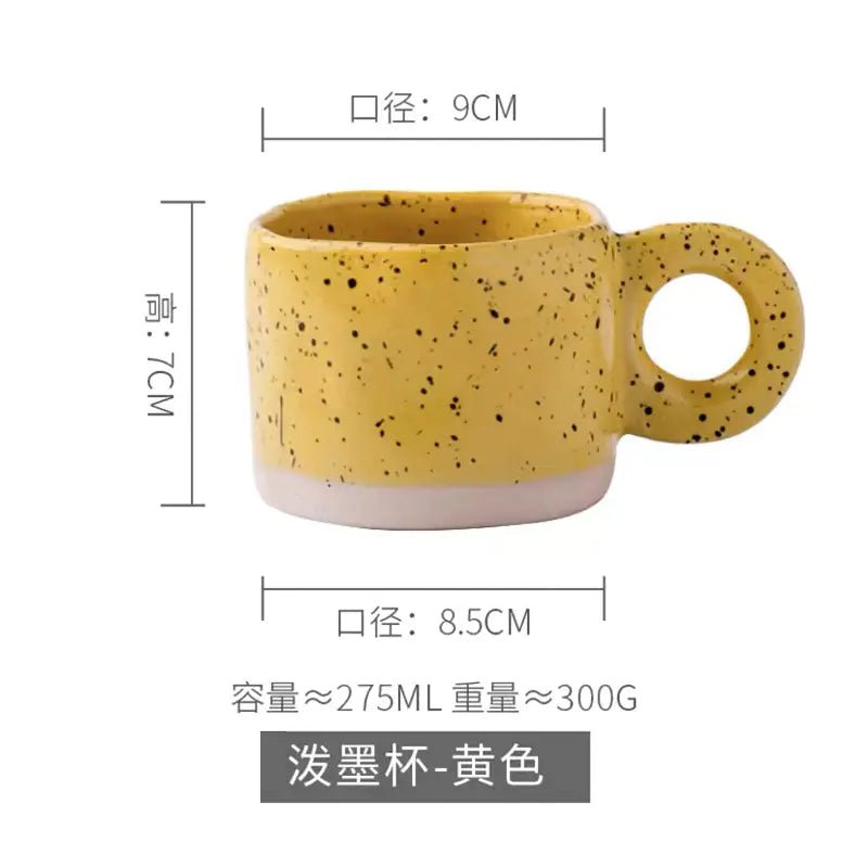 Korean Style Ink Splash Ceramic Mug for Coffee and Tea - Lunqara