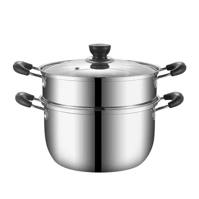 Thick Stainless Steel Double-Layer Steamer Pot (Large Capacity) - Lunqara 