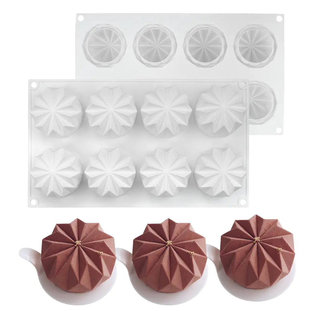 French Mousse Cake Mold 8-Cavity Silicone Baking Tool - Lunqara 